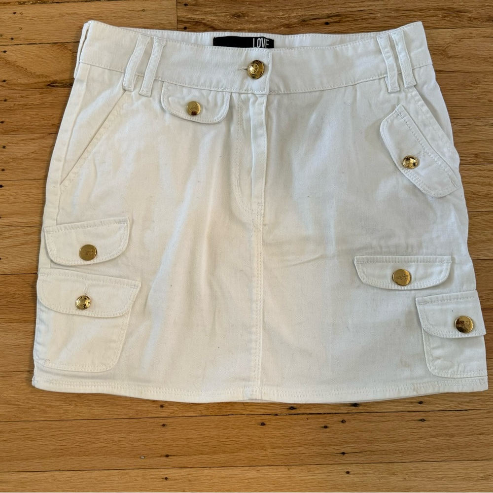 Love Moschino White Denim Skirt